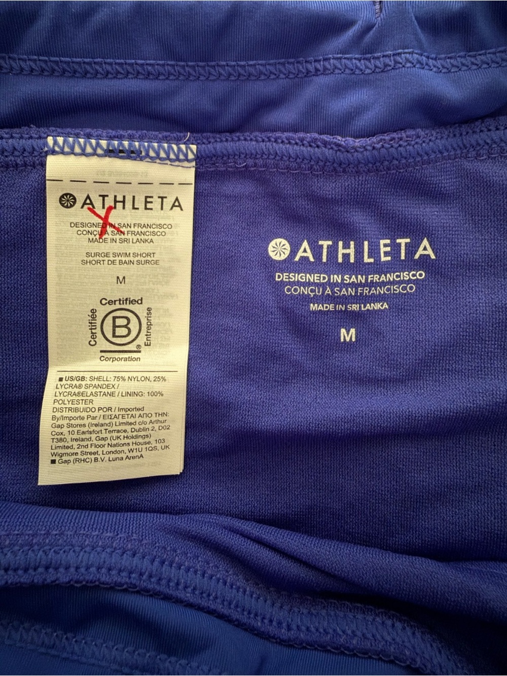 NWT Athleta Surge Swim Shorts Electric Blue Dolphin Hem Athletic Bottoms Size M - Picture 8 of 12